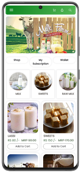 MBA Doodhwala app screen